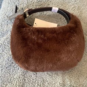 Fur brown bag hobo